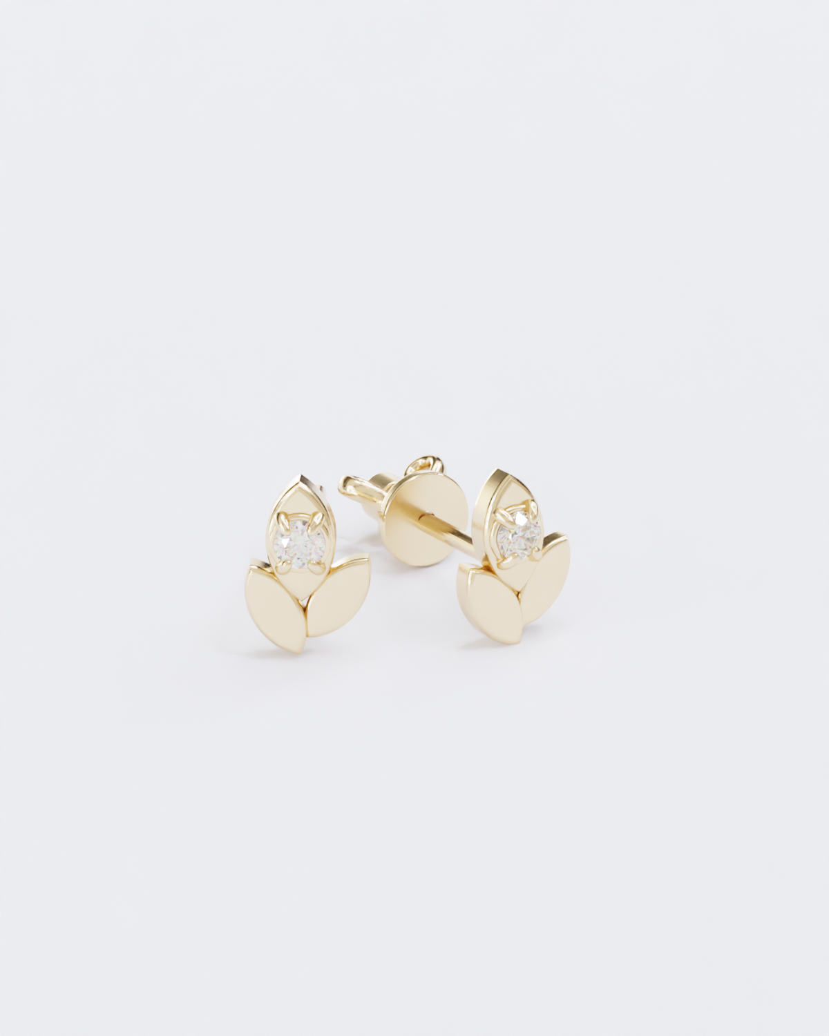 Spikelets gold piercing studs with diamonds